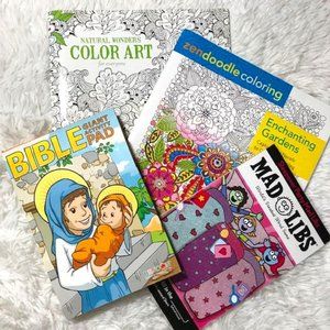 NWOT 4Pc Color Art, Zendoodle, Bible Activity, Mad Libs Coloring Activity Set